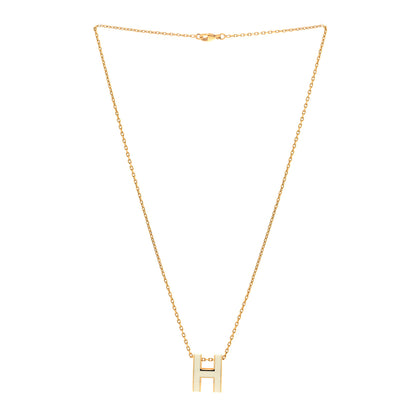 Hermes Lacquered Gold Pop H Pendant Necklace White 3 of 6