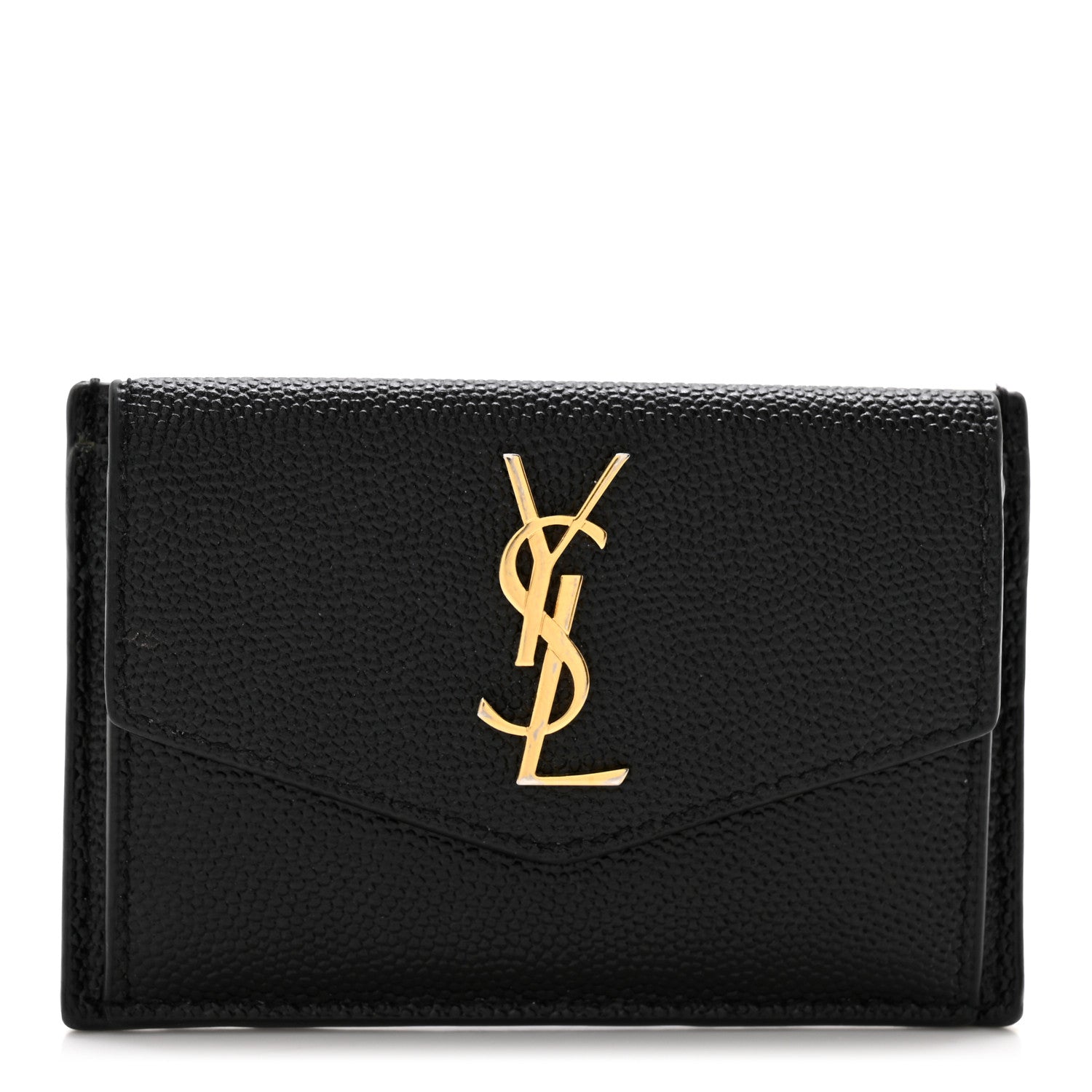Saint Laurent Grain De Poudre Uptown Monogram Card Case Black 1 of 10