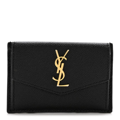 Saint Laurent Grain De Poudre Uptown Monogram Card Case Black 1 of 10