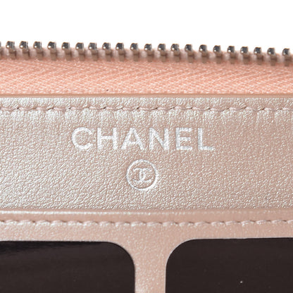 Chanel Metallic Caviar Chevron Quilted Large Gusset Zip Around Wallet Light Gold 7 of 11