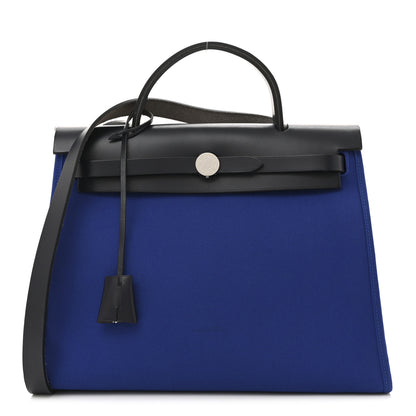 Hermes Toile Vache Hunter Herbag Zip 31 PM Bleu Electrique Bleu Indigo 1 of 13
