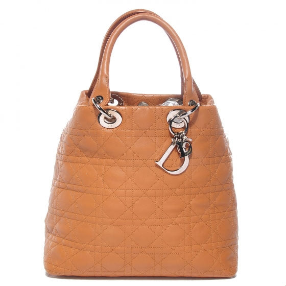 Lambskin Cannage Soft Large Lady Dior Tote Tan
