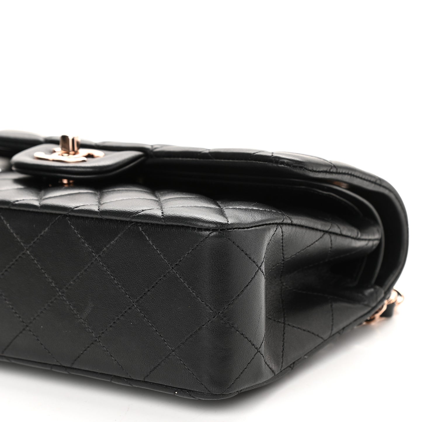 Lambskin Quilted Small Double Flap Black