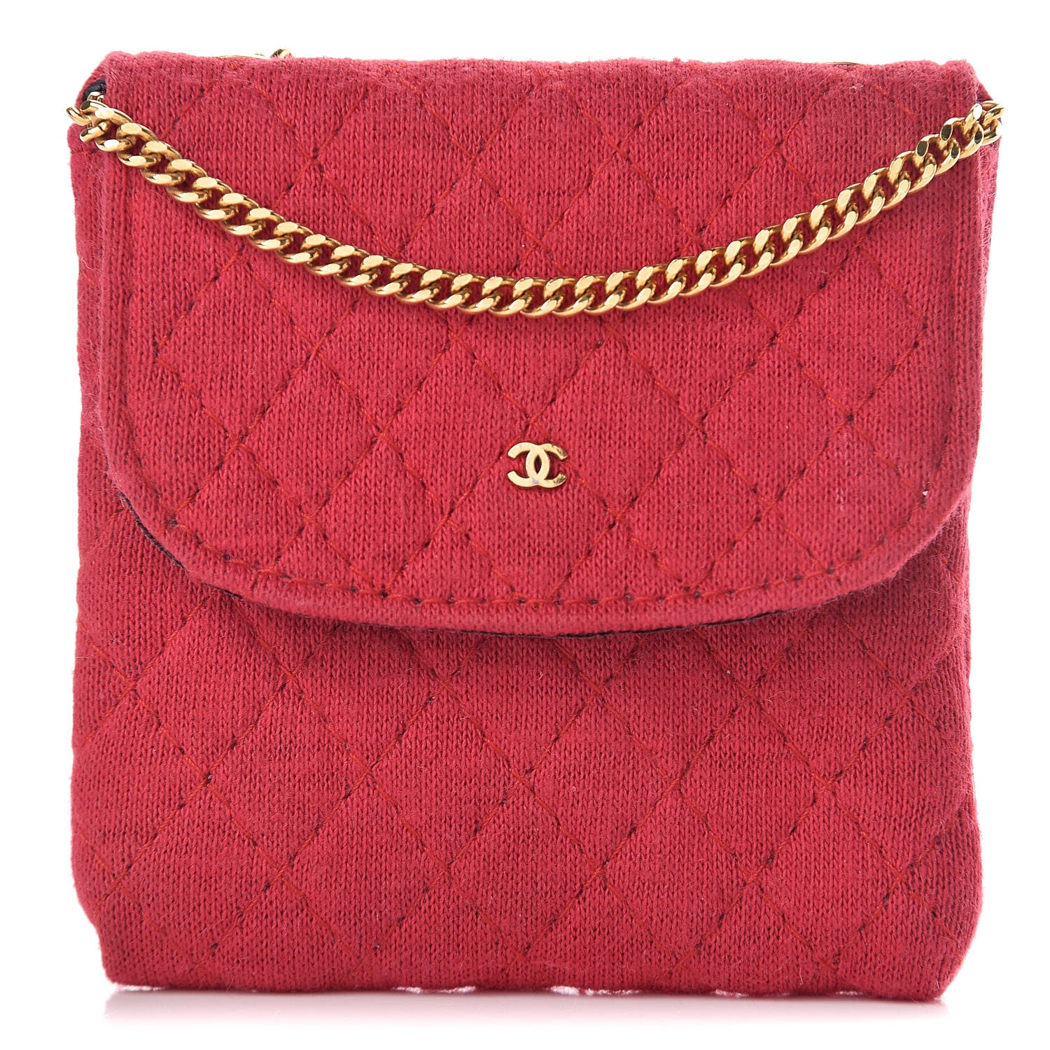 Chanel Knit Quilted Pouch Necklace Red 1 of 20