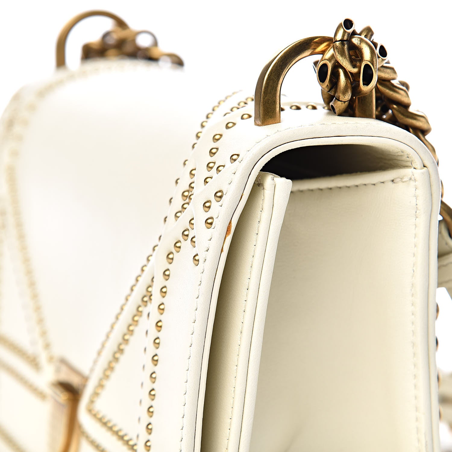 Christian Dior Lambskin Studded Small Diorama Flap Bag Off White 8 of 11