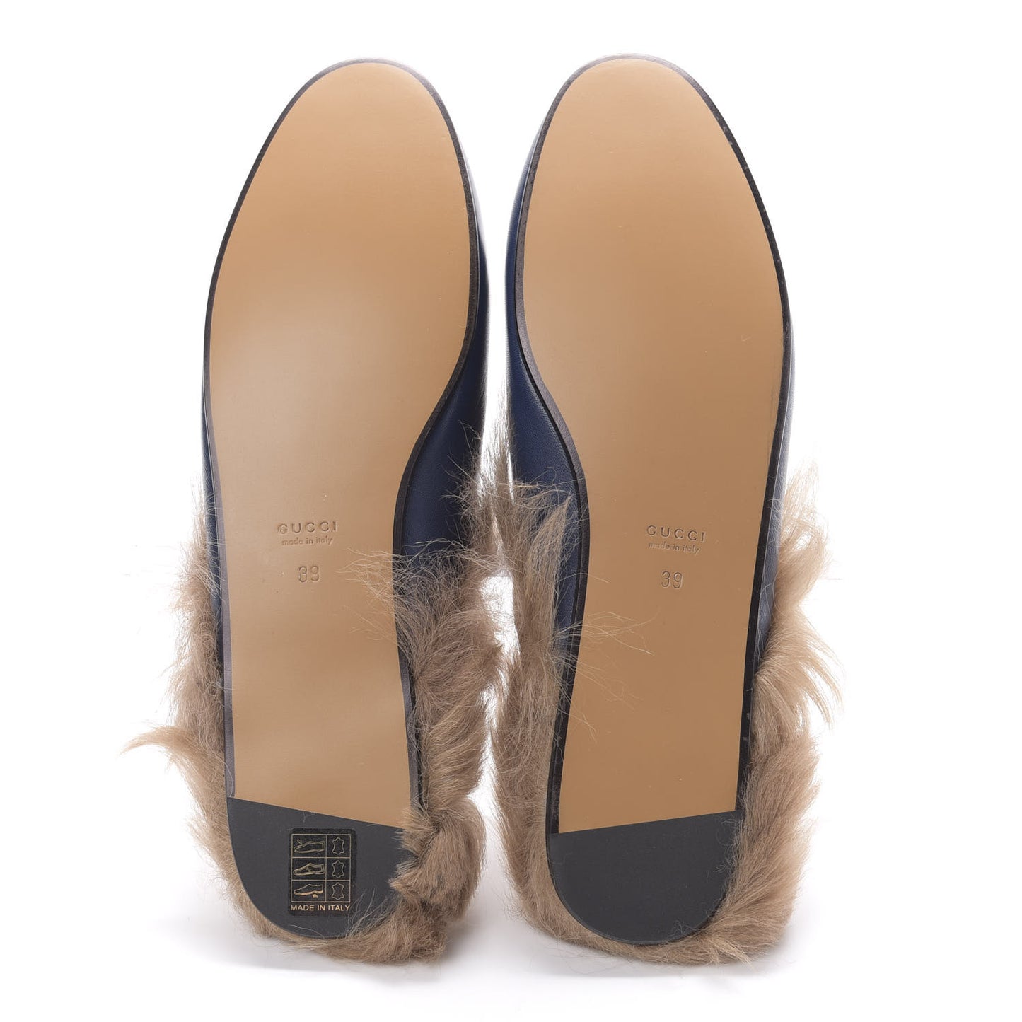 Malaga Kid Fur Womens Princetown Slippers 39 Blue Agata