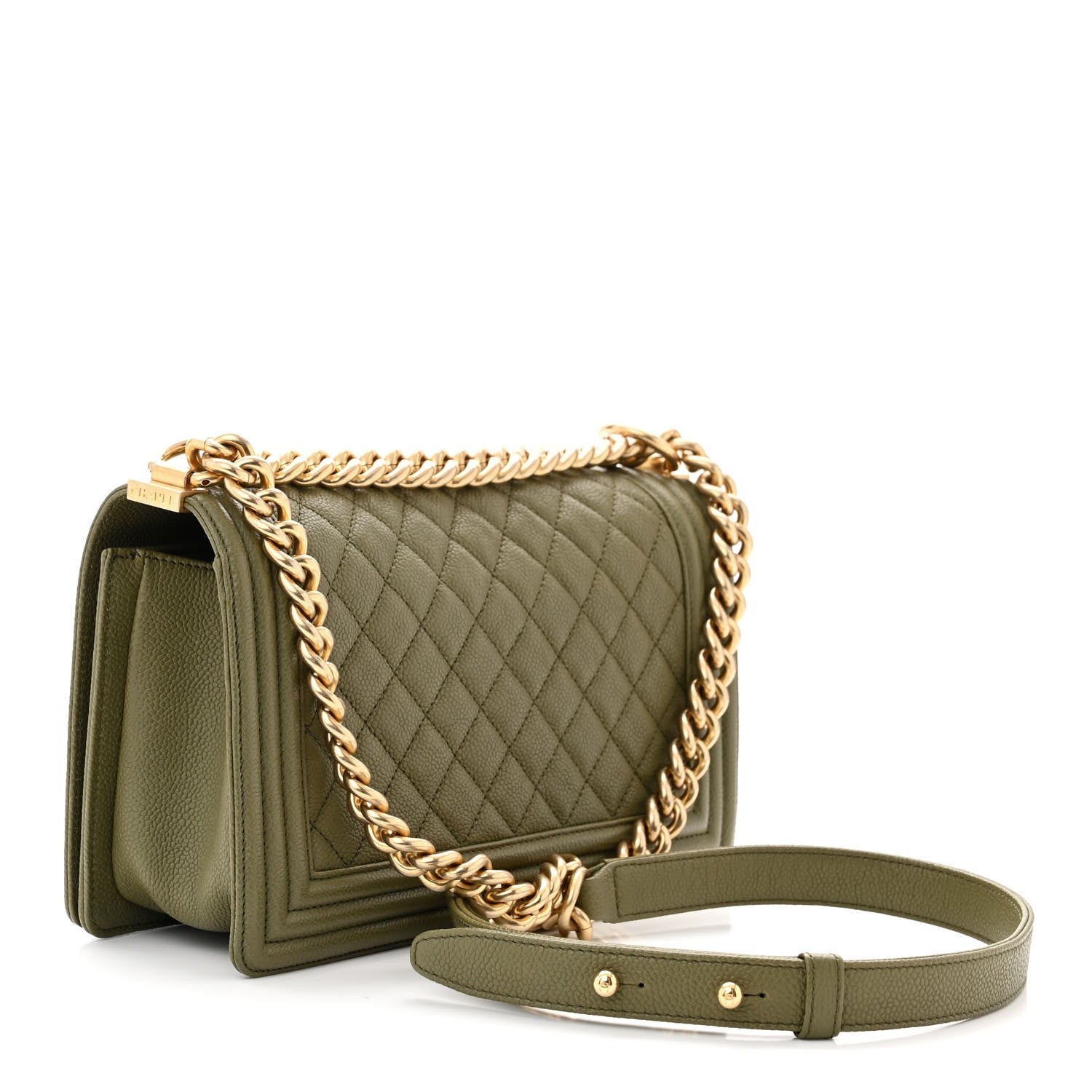 Chanel Caviar Quilted Medium Boy Flap Khaki 3 of 11