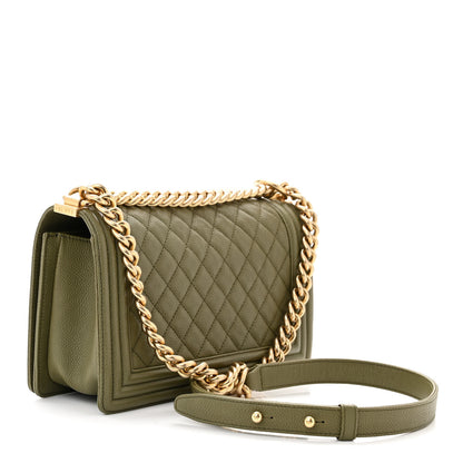Chanel Caviar Quilted Medium Boy Flap Khaki 3 of 11