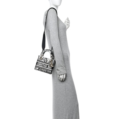 Christian Dior Canvas Embroidered Toile De Jouy Mini Lady D-Lite White Black 2 of 13