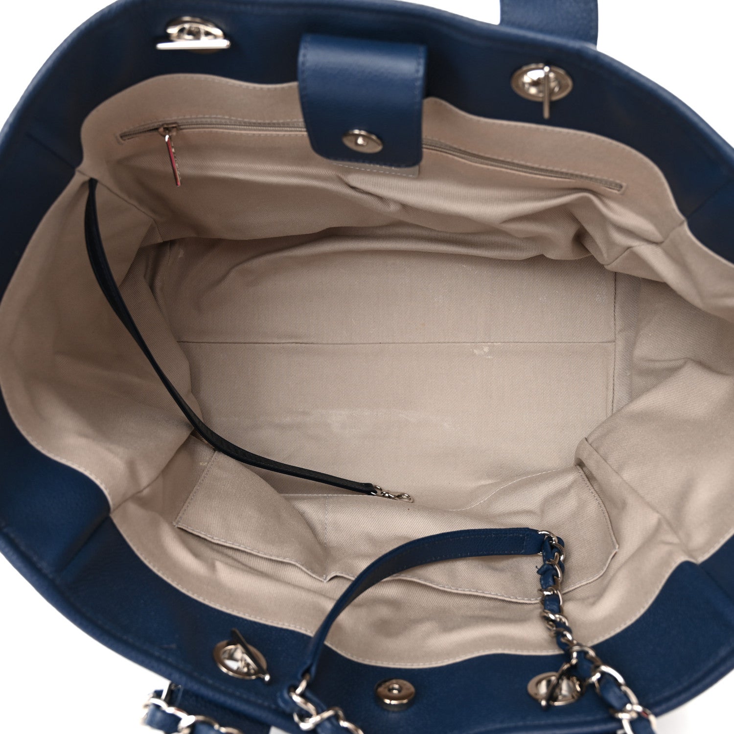 Chanel Glazed Calfskin Large Deauville Tote Blue 5 of 14