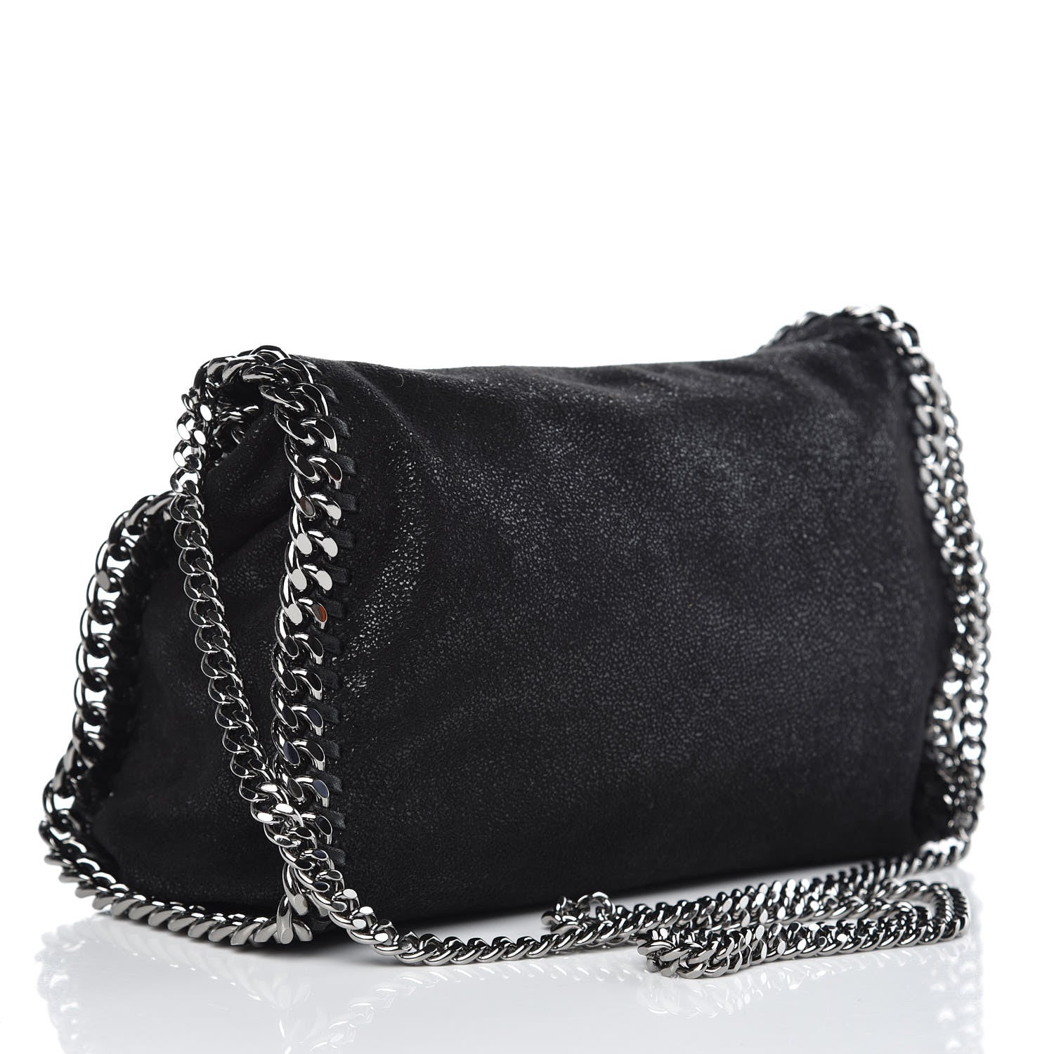 Stella McCartney Shaggy Deer Mini Falabella Fold Over Tote Black 3 of 9