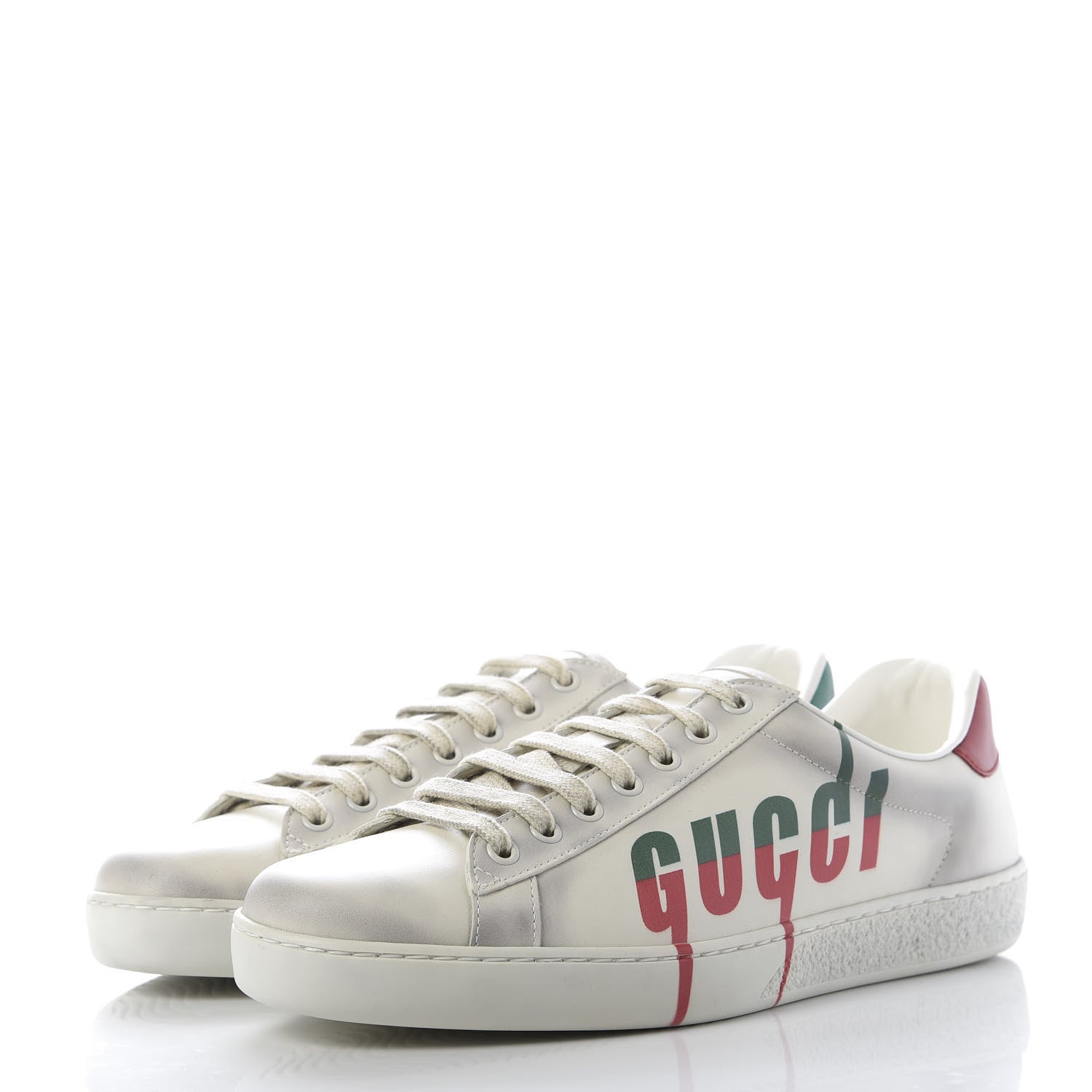 Gucci Distressed Calfskin Mens Ace Blade Sneakers 8 White 3 of 8