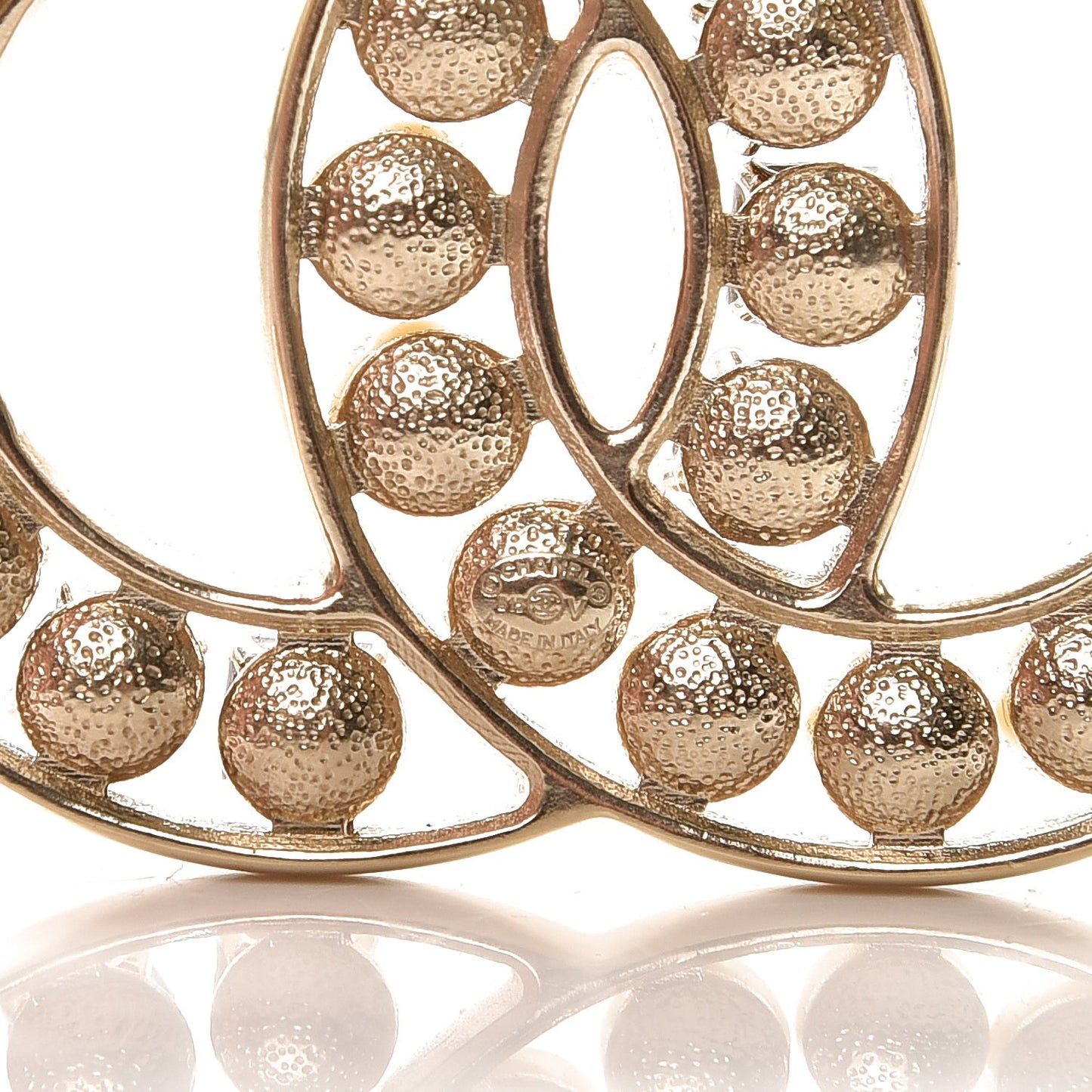 Pearl Crystal CC Brooch Gold