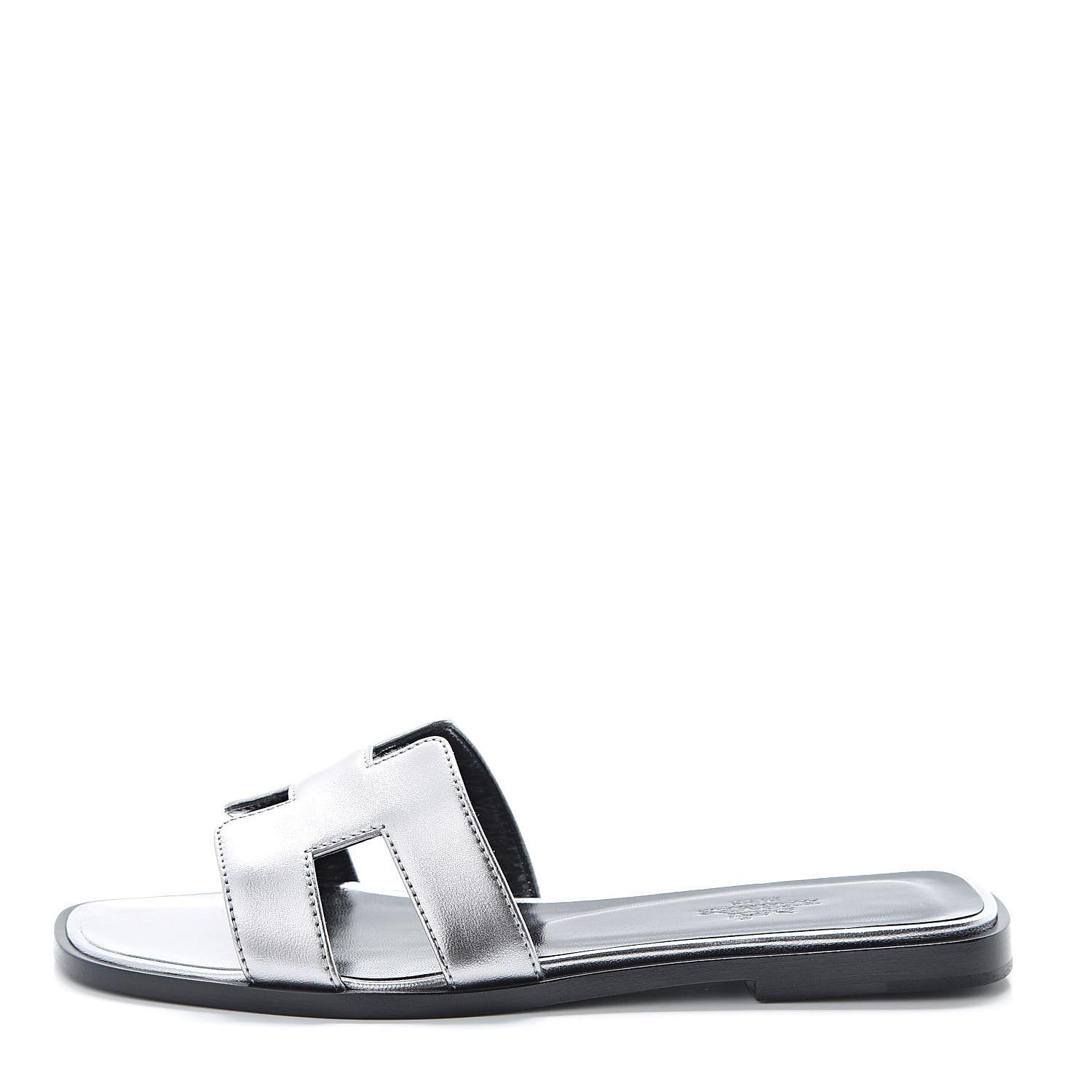 Hermes Metallic Nappa Oran Sandals 36 Argent 1 of 7