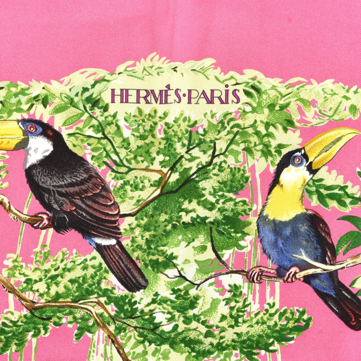 Hermes Silk Equateur Scarf 90 Rose Vif Vert Jaune 2 of 5