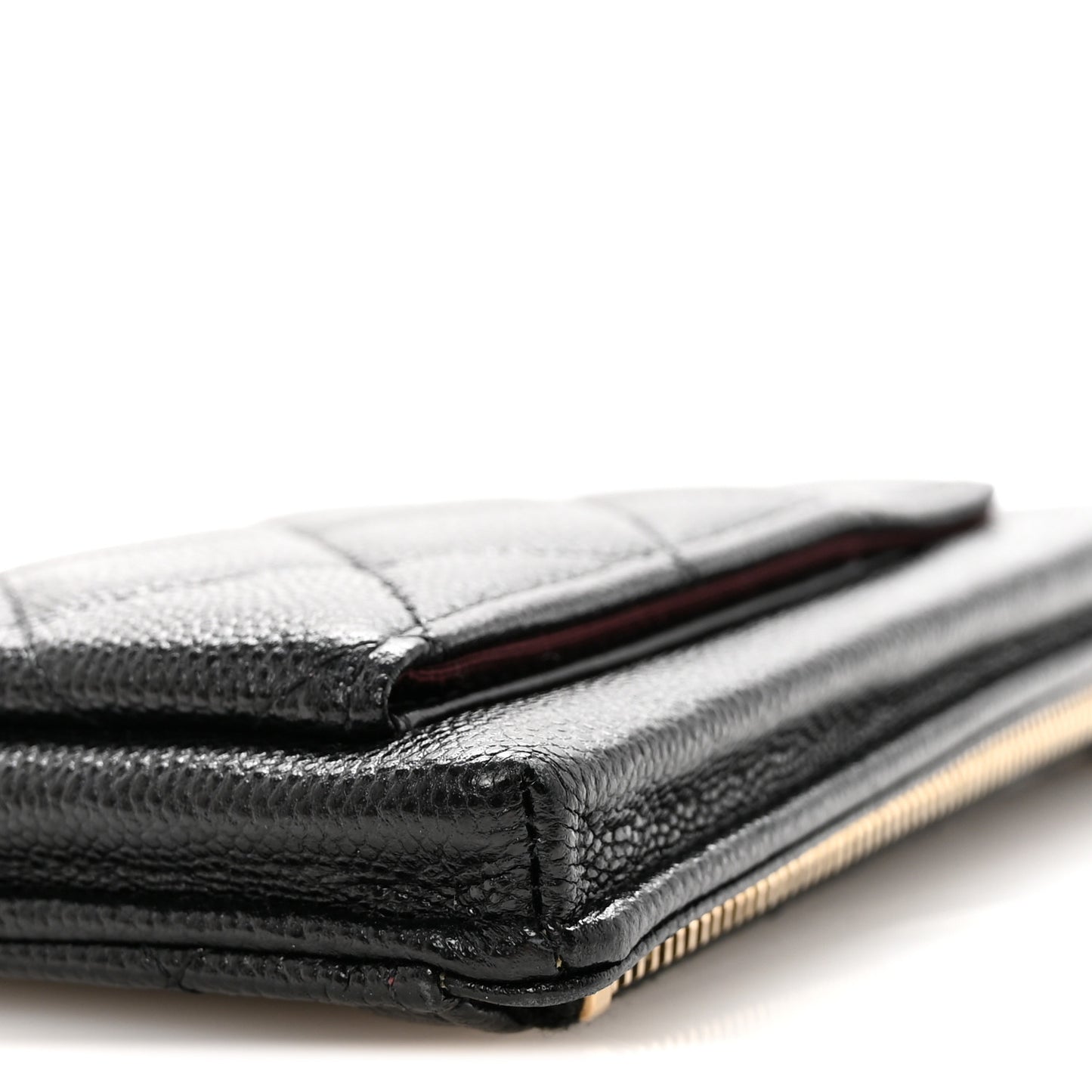 Caviar Quilted Zip Phone Case Black