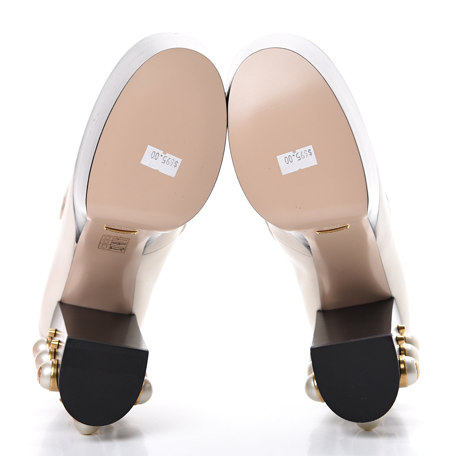 Gucci Malaga Kid Pearl Studded Vegas Platform Loafers 38.5 Mystic White 5 of 10