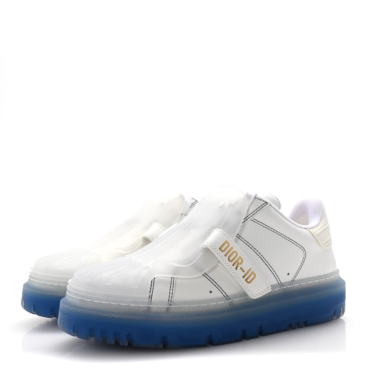 Christian Dior Calfskin Clear Rubber Dior-ID Platform Sneakers 36.5 White Deep Blue 4 of 10