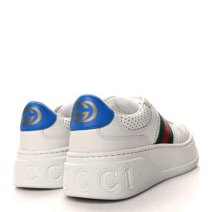 Gucci Calfskin Web Perforated Womens Platform 55mm Sneakers 40.5 White Bright Splash 4 of 8