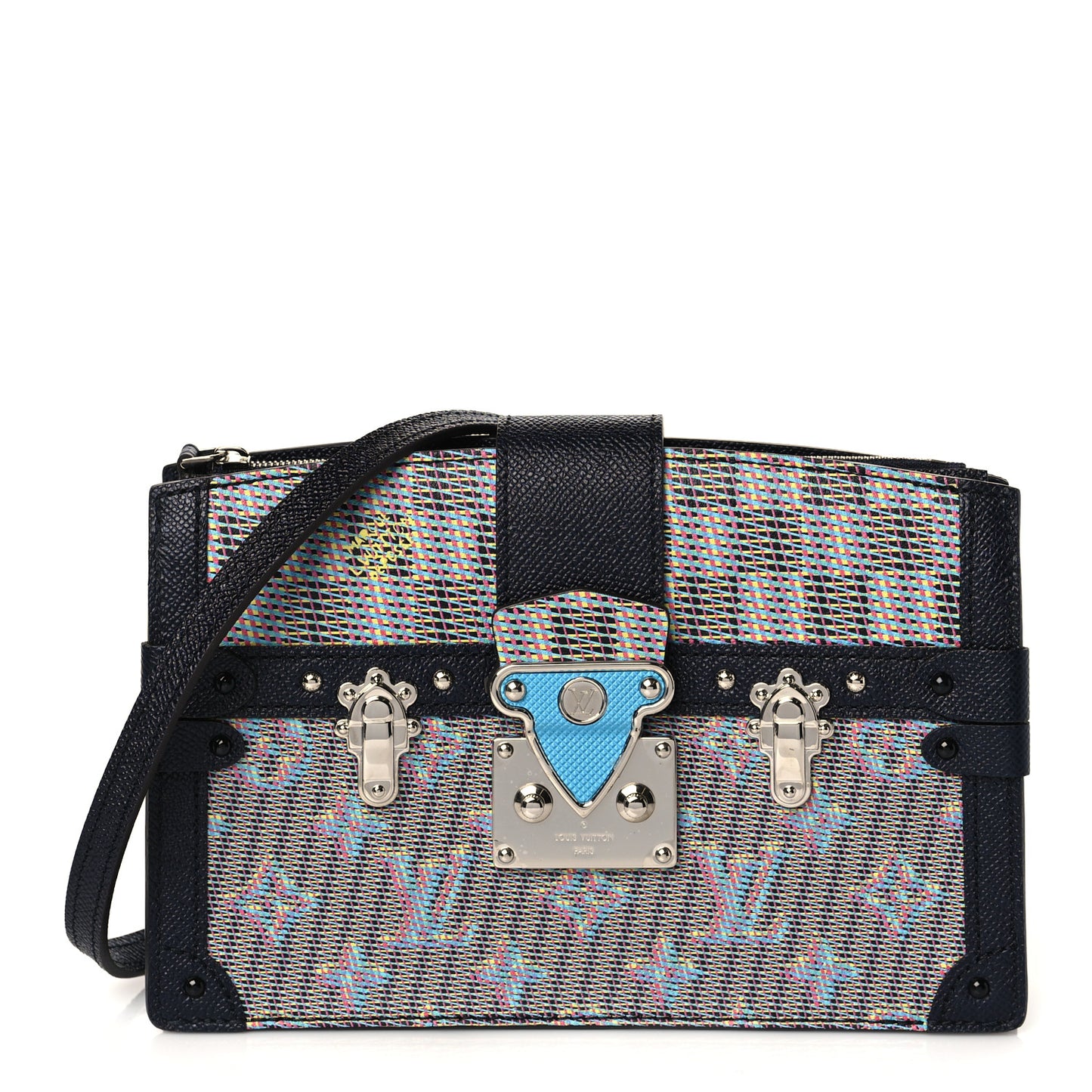 Calfskin Monogram LV Pop Trunk Clutch Blue