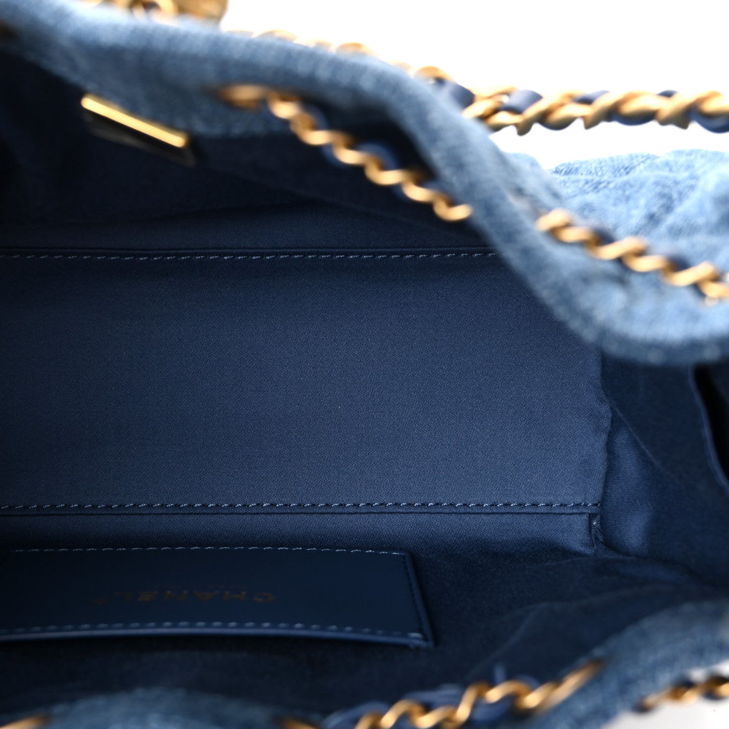 Washed Denim Quilted Mini Chanel 25 Handbag Blue