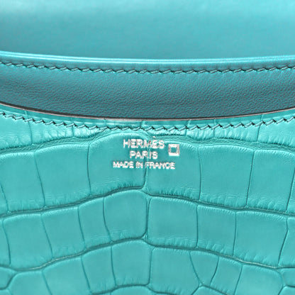Hermes Matte Alligator Constance 18 Bleu Paon 6 of 10