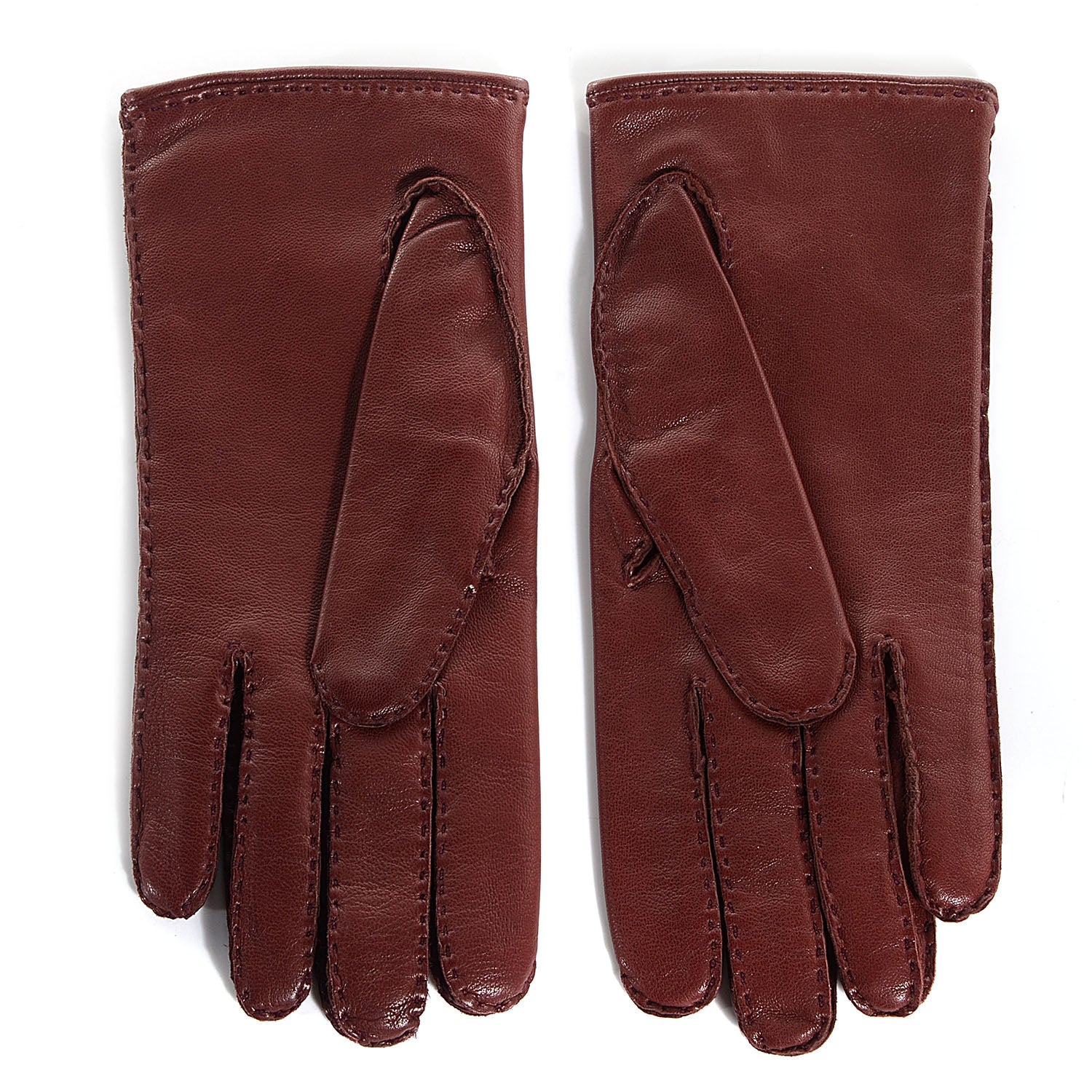 Hermes Lambskin Clous de Selle Gloves Rouge Chili 7.5 2 of 4