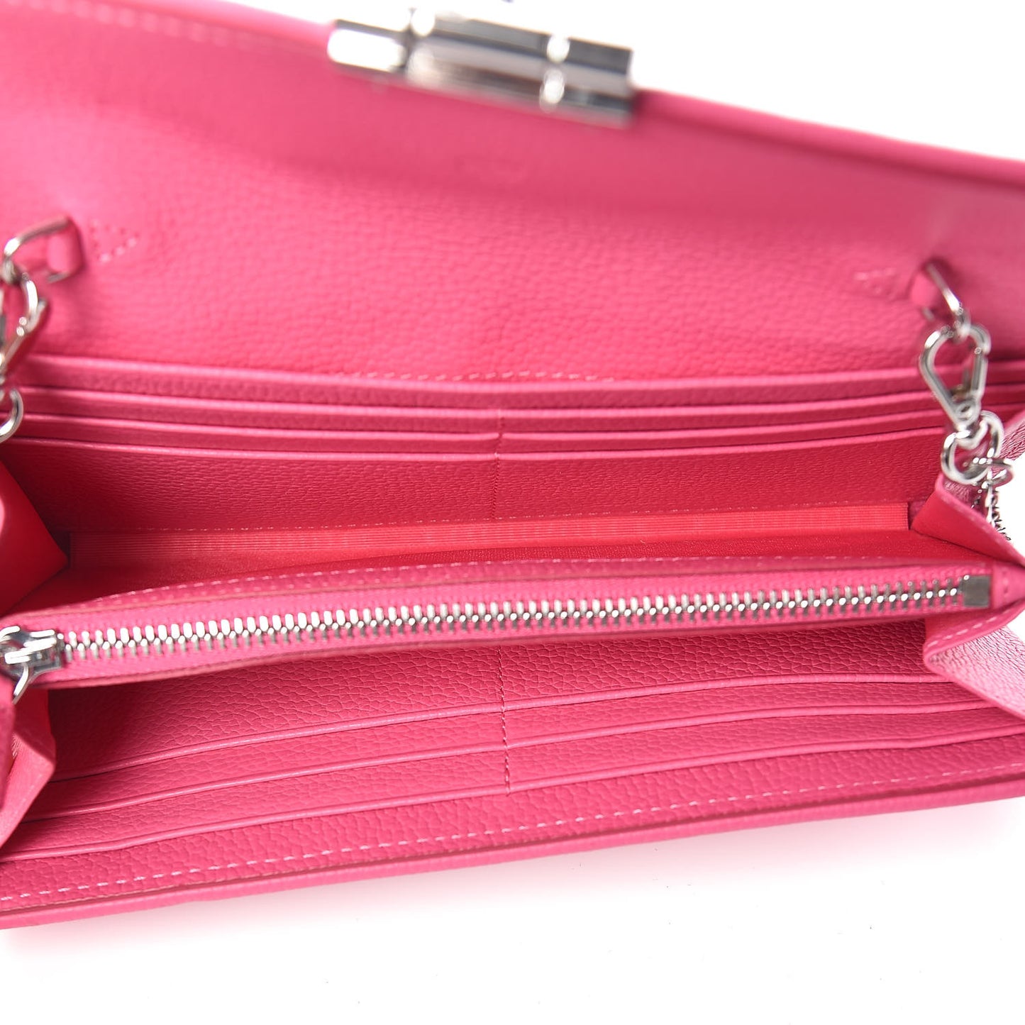 Calfskin Large Patricia Wallet On Chain Pink