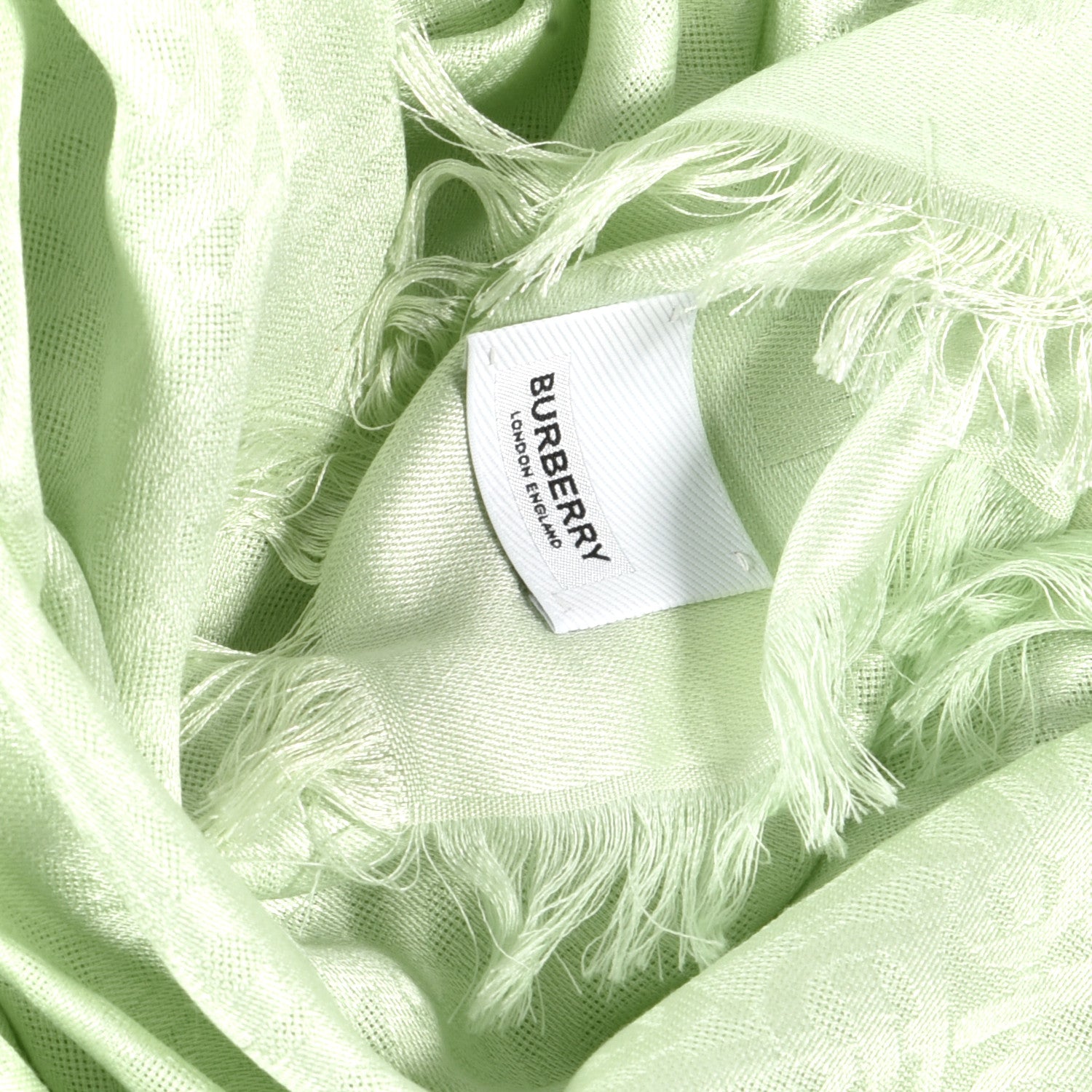 Burberry Silk Wool Jacquard Monogrammed TB Print Square Scarf Pistachio 2 of 3