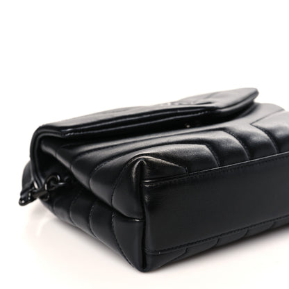 Saint Laurent Calfskin Y Quilted Monogram Monochrome Toy Loulou Crossbody Bag Black 8 of 10