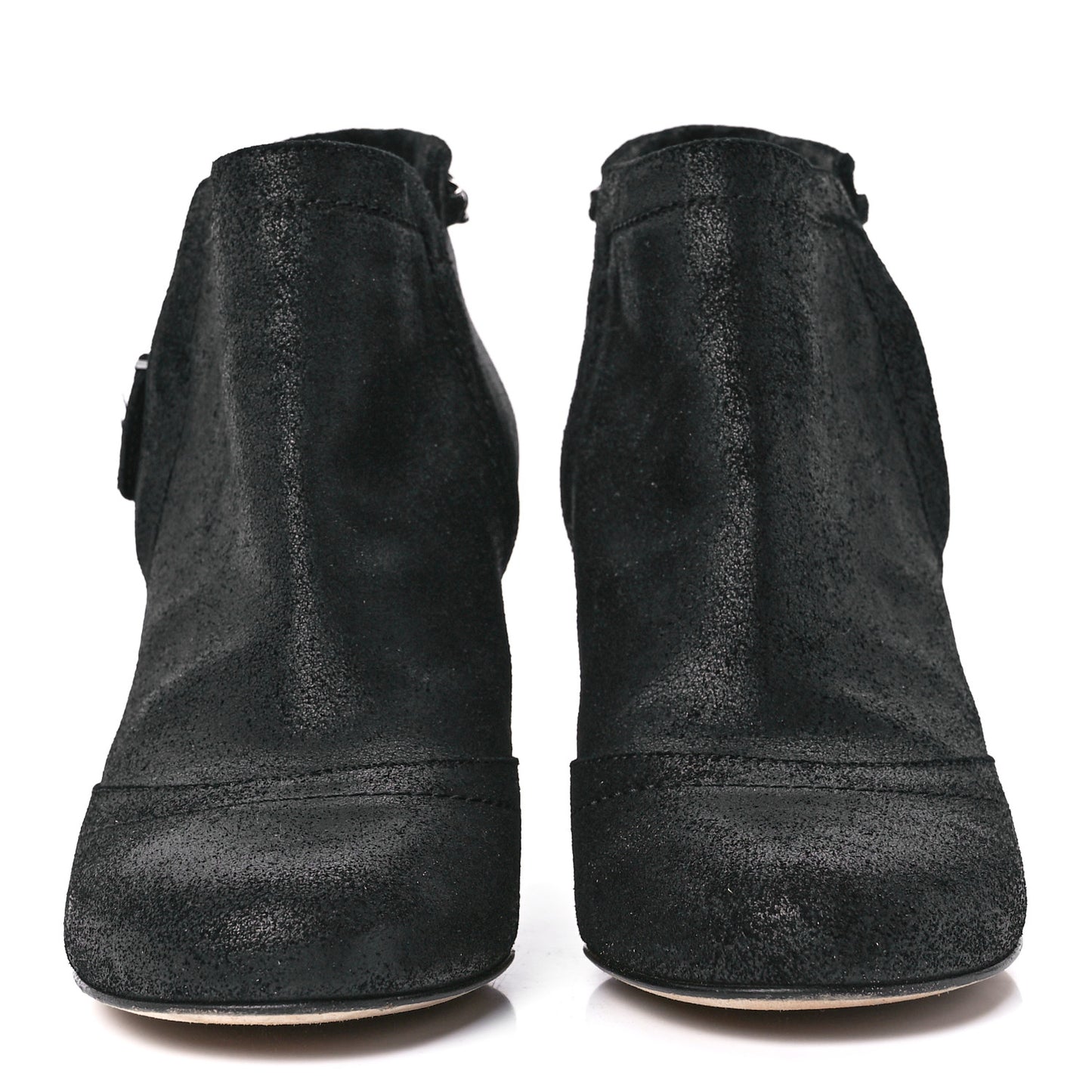 Suede CC Chain Ankle Boots 36.5 Black
