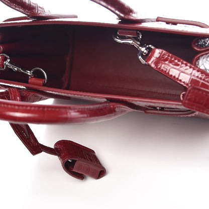 Saint Laurent Calfskin Crocodile Embossed Nano Sac De Jour Dark Red 5 of 7