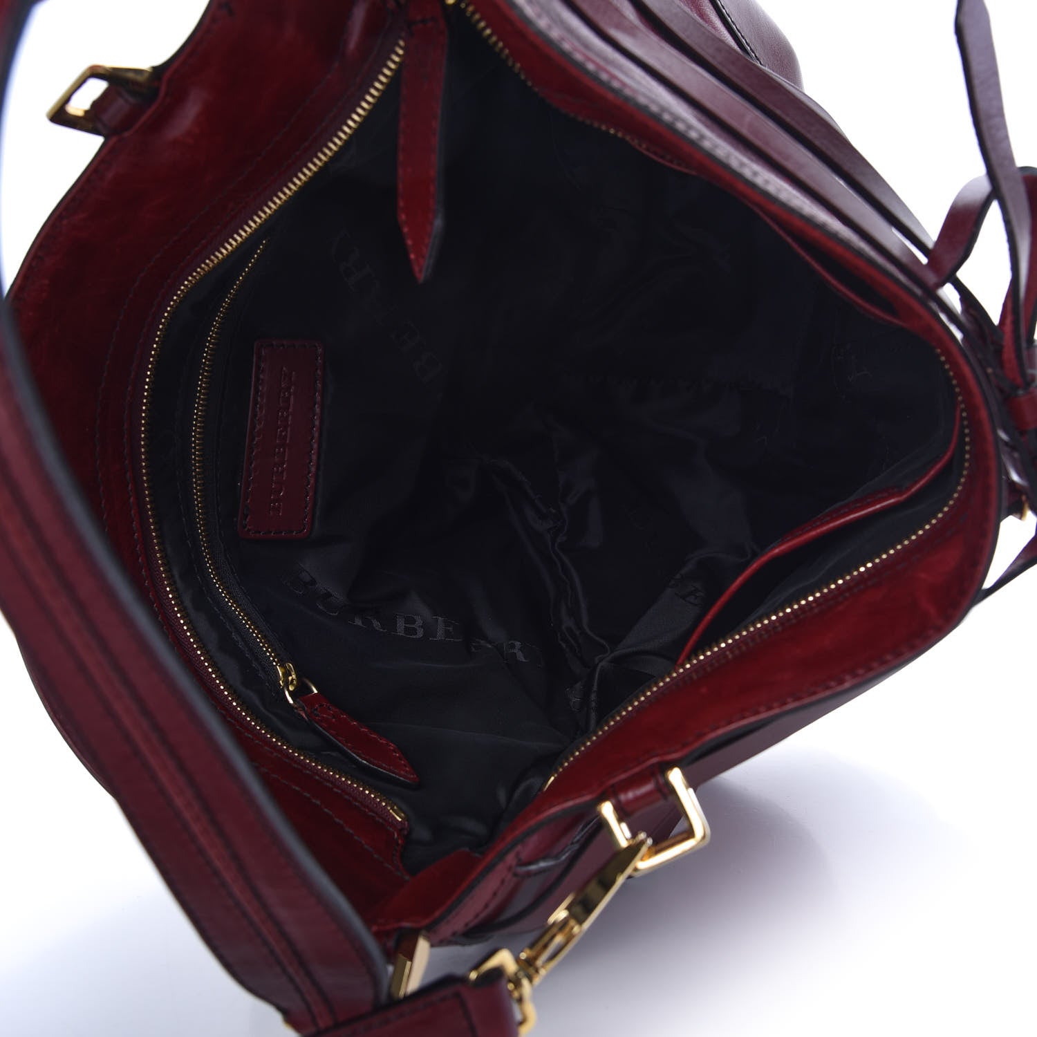 Burberry Lambskin Bridle Calfskin Small Dutton Hobo Claret Red 5 of 10