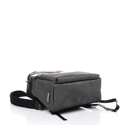 Fendi Nylon Vitello Elite Elaphe Fox Goat Fur Monster Eyes Bi-Color Standard Backpack Mud Black White Yellow 4 of 9