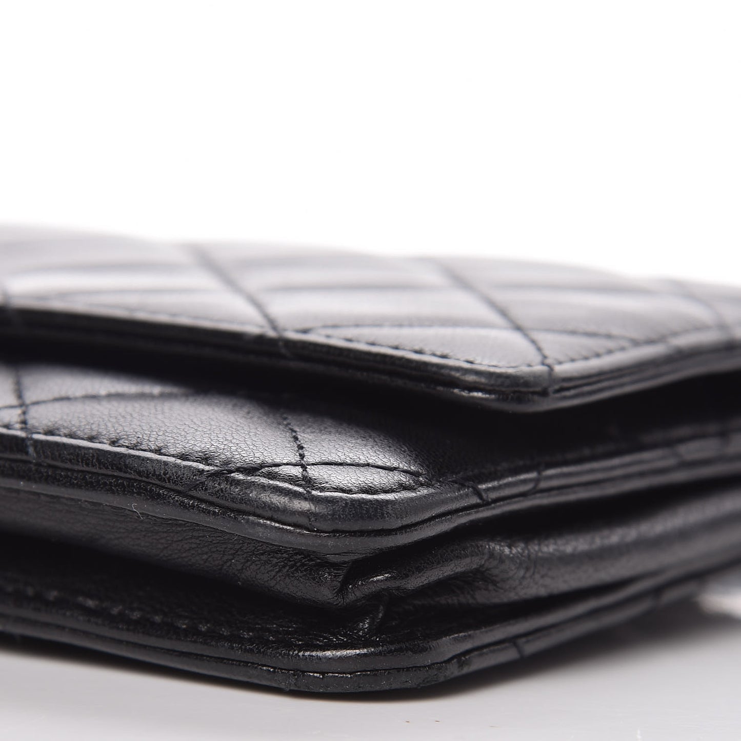 Lambskin Quilted Wallet On Chain WOC Black
