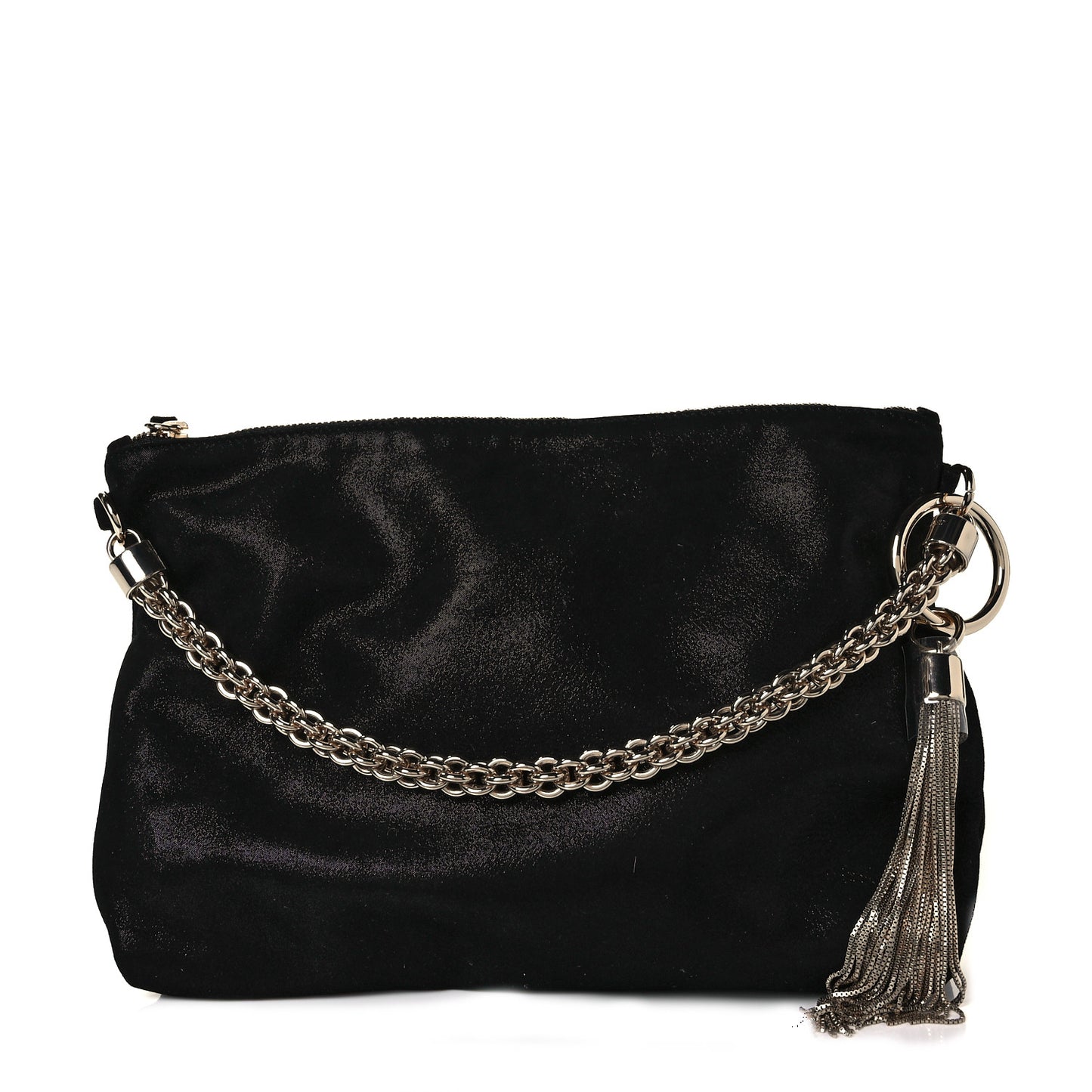 Shimmer Suede Callie Clutch Bag Black