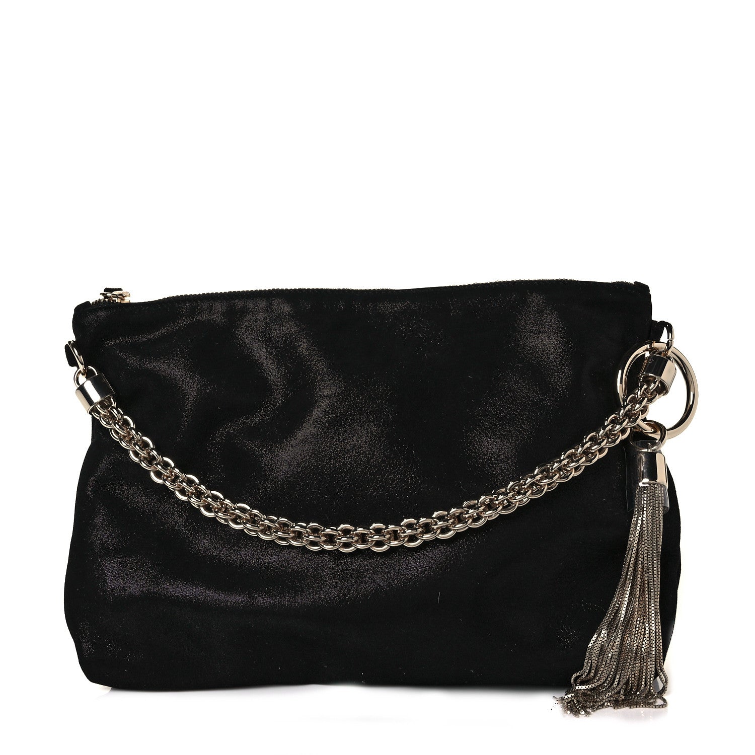 Jimmy Choo Shimmer Suede Callie Clutch Bag Black 1 of 9