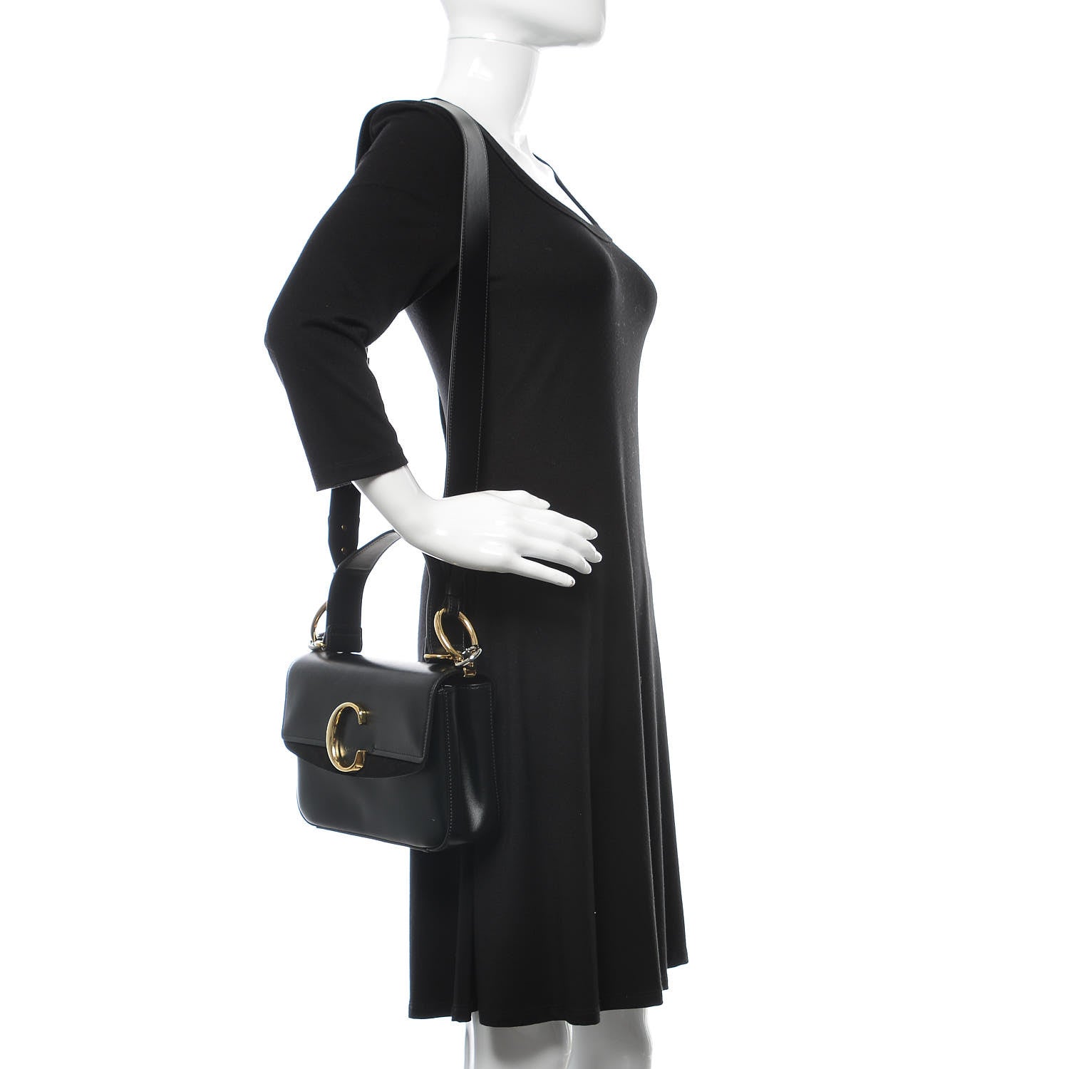 Chloe Calfskin Small C Double Carry Black 2 of 10