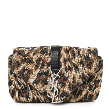 Saint Laurent Jacquard Leopard Matelasse Chevron Monogram Baby Chain Bag Black 1 of 10