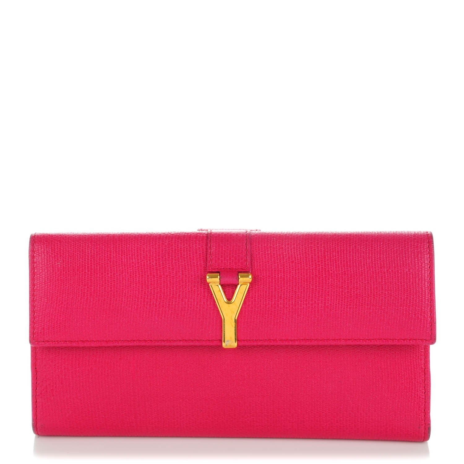 Saint Laurent Textured Calfskin Classic Y Wallet Fuchsia 1 of 7