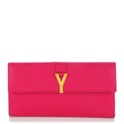 Saint Laurent Textured Calfskin Classic Y Wallet Fuchsia 1 of 7
