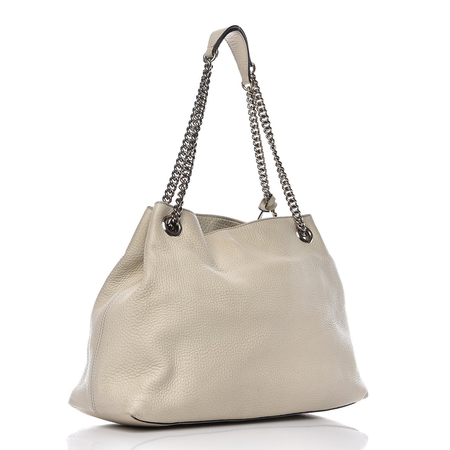Pebbled Calfskin Medium Soho Chain Shoulder Bag Off White