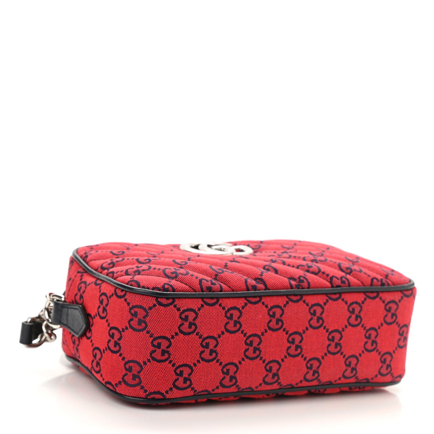 Gucci Monogram Multicolor Matelasse Diagonal Small GG Marmont Chain Shoulder Bag Red Blue 3 of 8