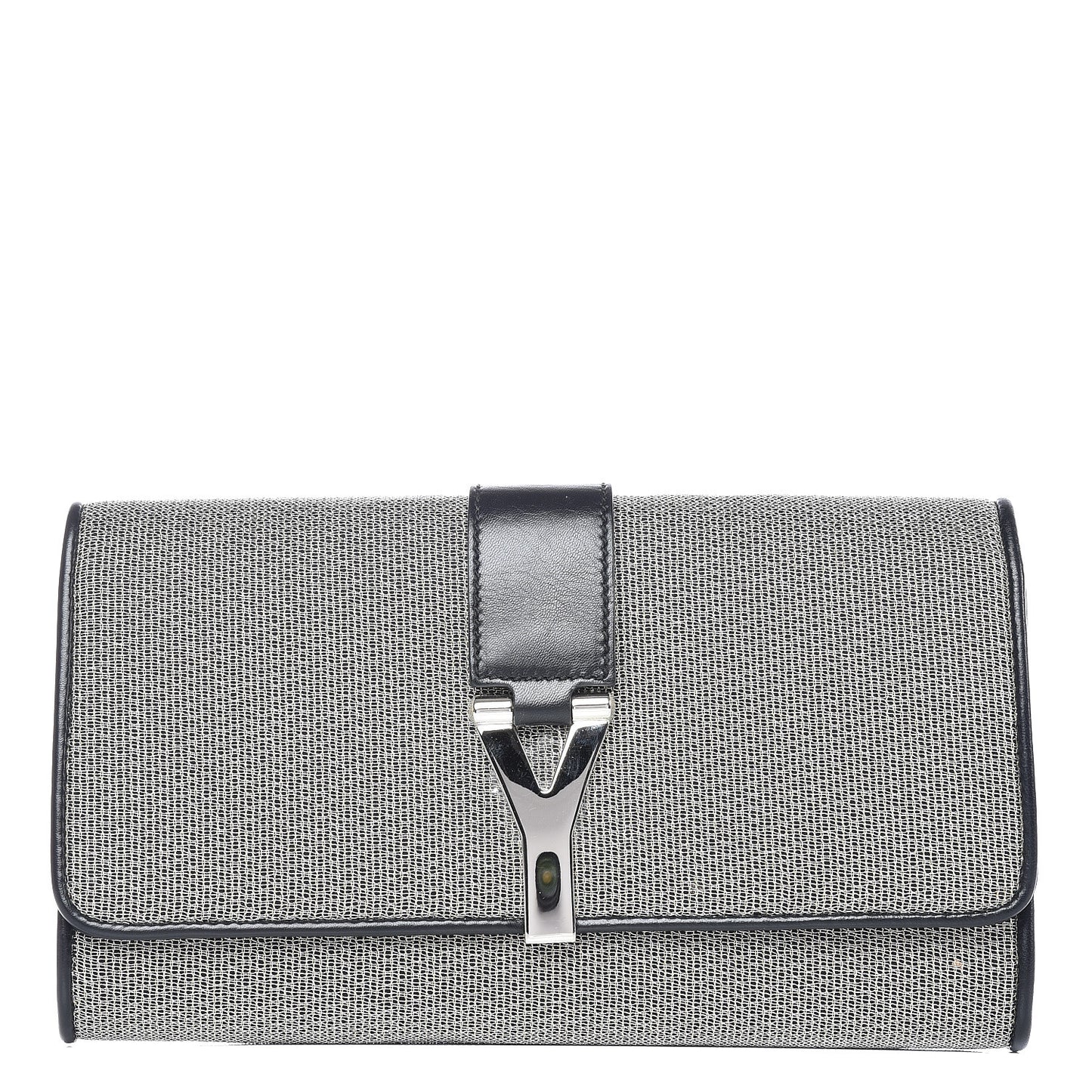 Metallic Mesh Calfskin Classic Y Ligne Clutch Silver Black