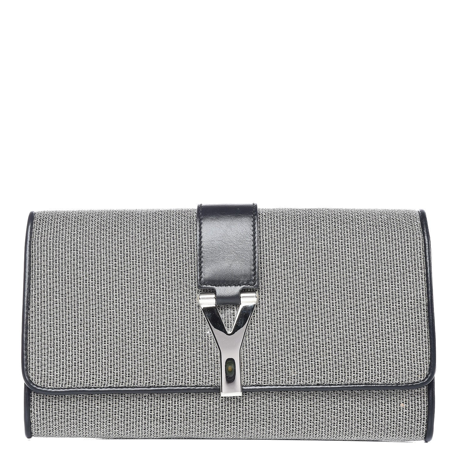Saint Laurent Metallic Mesh Calfskin Classic Y Ligne Clutch Silver Black 1 of 12