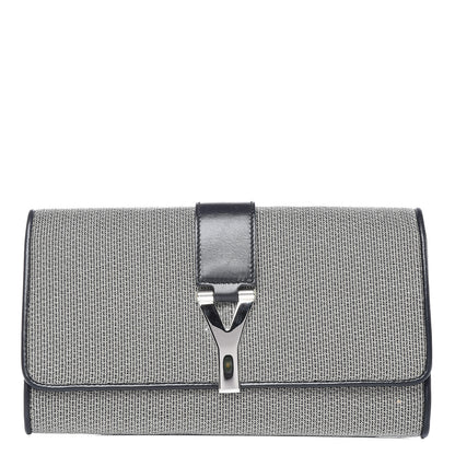 Saint Laurent Metallic Mesh Calfskin Classic Y Ligne Clutch Silver Black 1 of 12
