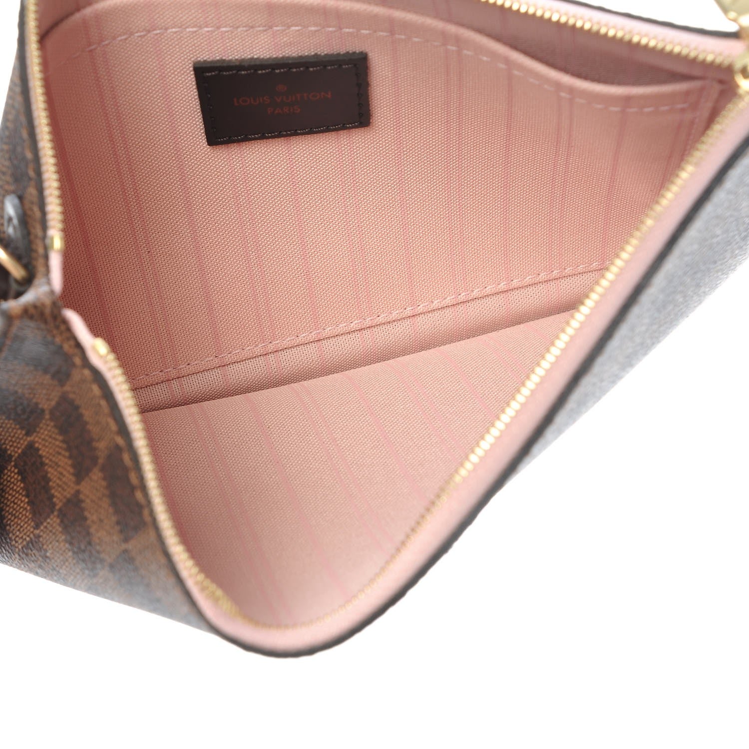 Louis Vuitton Damier Ebene Neverfull MM GM Pochette Rose Ballerine 5 of 8