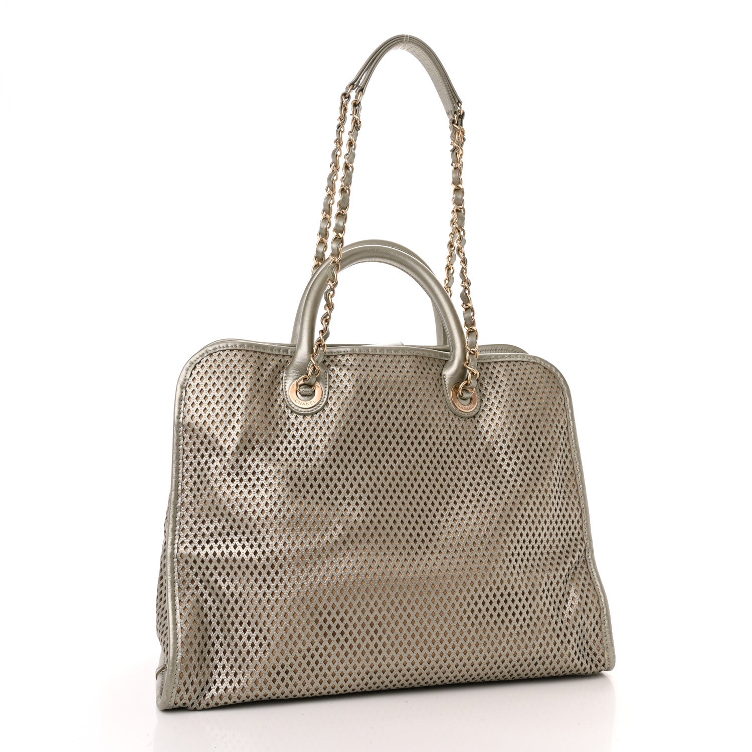 Chanel Metallic Calfskin Perforated Up In The Air Tote Light Gold 3 of 12