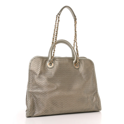 Chanel Metallic Calfskin Perforated Up In The Air Tote Light Gold 3 of 12