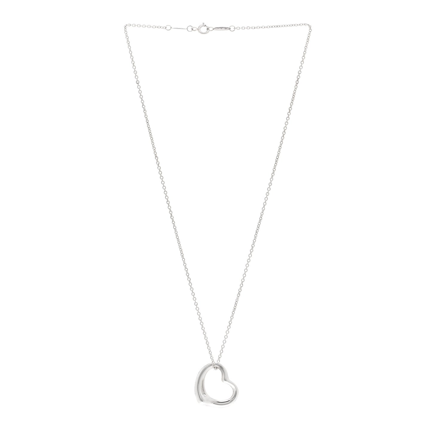 Sterling Silver 22mm Elsa Peretti Open Heart Pendant Necklace